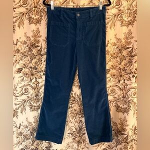 Free People Blue Velvet Kick Flair Cropped Pants.  Size 10